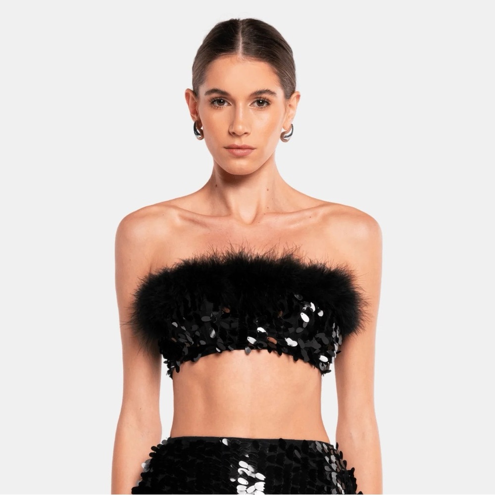 REVOLVE x OW Collection Virgo Sequin Feather Top - Black - XS